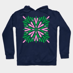 Modern Symmetry Petals - Green and Pink Hoodie